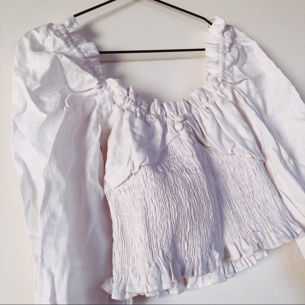 FAITHFULL THE BRAND Bel Rose Top Plain White S - Picture 9 of 9